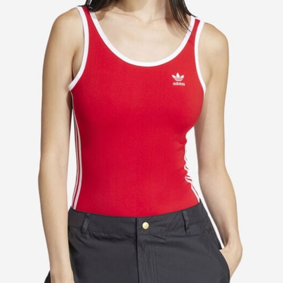 adidas Tops - Adidas Adicolor 3-Stripes Bodysuit In Better Scarlet BNWT